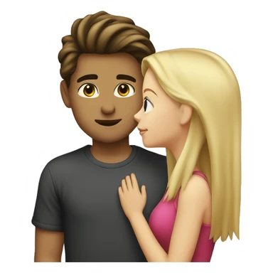 Blonde girl and brunette boy kissing  sticker