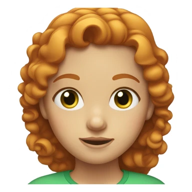 Ginger girl with middle part wavy hair and green eyes sticker