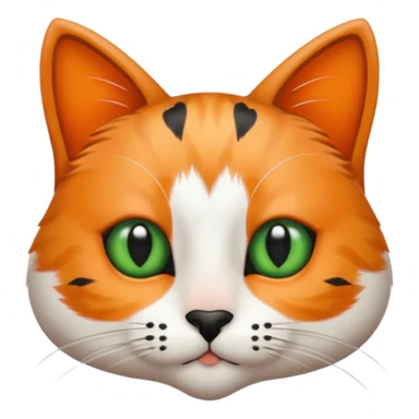 Haz una gata de ojos verdes la cara blanca con mancha negra en las orejas que agarra parte de la frente del lado der pero del iz va desde el ojo hasta la oreja la mancha, tiene la nariz negra en forma de corazón y todo lo que sobra de la cara, barbilla la nariz arriba y el lado de bigotes es blanca sticker