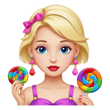 girl with a lot of accessories and earrings made out of candy sticker