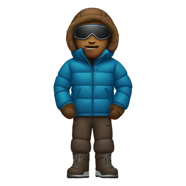 Brown male with an pufferjacket and an ski mask reaching his chin sticker