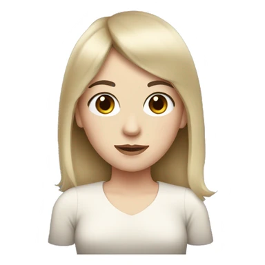 Woman with pale skin, dark hair with bangs, and big brown eyes sticker