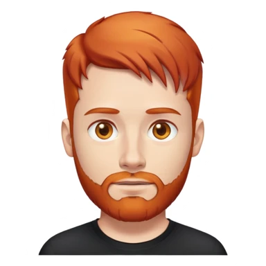 white tech man with short red hair, red beard, honey eyes. No forehead wrinkles & black shirt. sticker