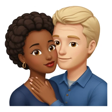 White man black woman kissing sticker
