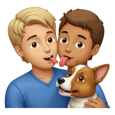 Dog licking a male sticker