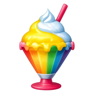 Add yellow syrup to the shave ice in the style of apple emojis, keep the background transparent. sticker