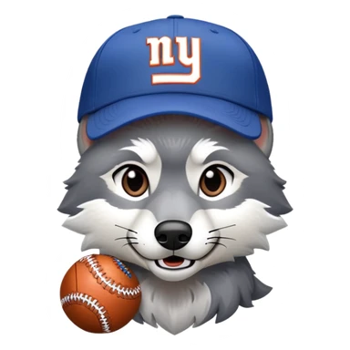 A gray wolf in a New York giants ball cap  sticker