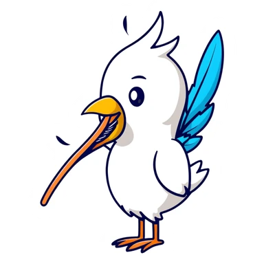 person spitting feathers, cartoonish sticker