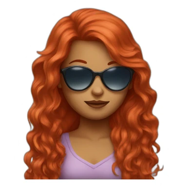 Red hair girl with sunglasses sticker