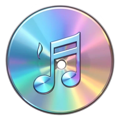diamond CD emoji in minimalist style with a music note sticker