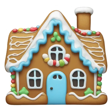 Gingerbread house with baby blue icing  sticker