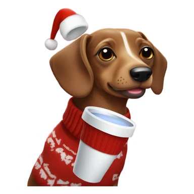 Sausage dog wearing Christmas sweater drinking hot chocolate  sticker