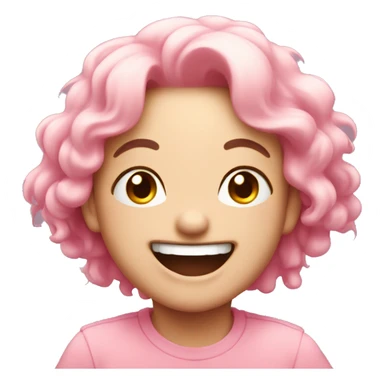 Cute soft core pink laughing sticker