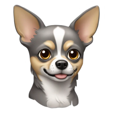 Chien de type chihuaha de 9 ans couleur gris très voncée visage sticker