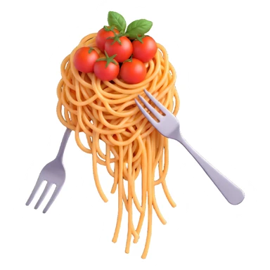 spaghetti with tomato sauce and fork sticker