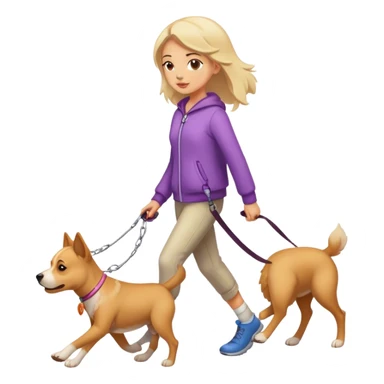 Girl walking a dog sticker