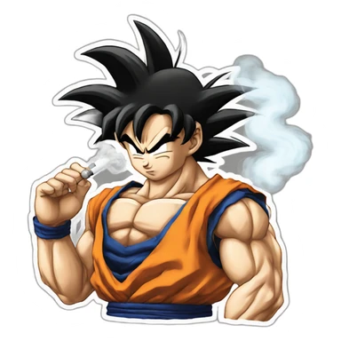 San Goku qui fume une cigare sticker