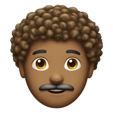 brown curly hair with fade boy with mustache sticker