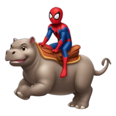 Spiderman riding a hippopotamus sticker