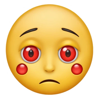 An emoji with red round eyes  with tired face! sticker