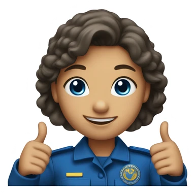 Girl with a blu uniform gives thumbs up  sticker