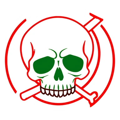 placa de perigo vermelha com crânio de caveira sticker