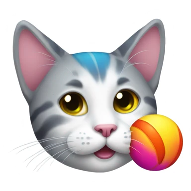 Cat with a ball sticker