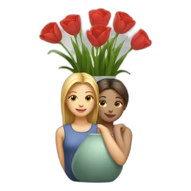 two girls one vase sticker