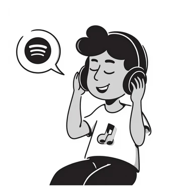 brown boy listening to music with headphones on Spotify sticker