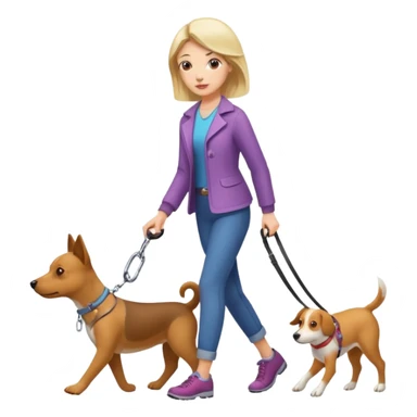 Woman walking dog sticker