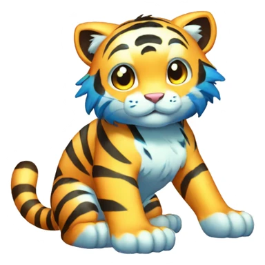 Colorful Shiny Kawaii Cute Blue-striped Tiger-Fakémon-Pokémon full body sticker