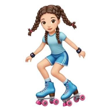 Cute girl, brunette, braids, rollerskates sticker