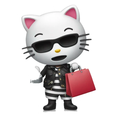 Hello kitty robbing a bank sticker
