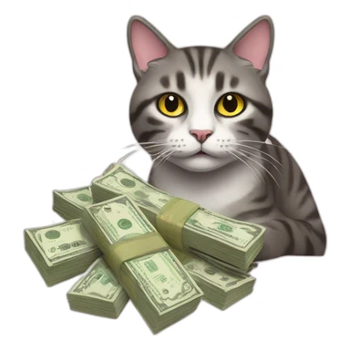 Real cat with money 80's style sticker
