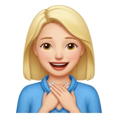 woman holding hands around neck laughing with tears sticker