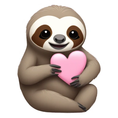 sloth holding a baby pink heart sticker