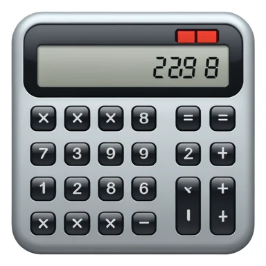 classic calculator, simple, gray body, digital display sticker