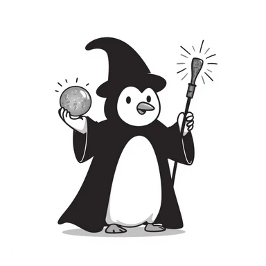 A penguin wizard sticker