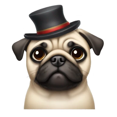 A little pug with a little hat sticker