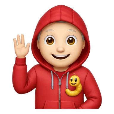 worm in a red hoodie sticker