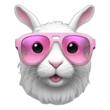 pale pink rage rabbit cyberpunk sunglasses sticker