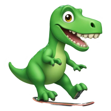 Green Dinosaur riding a skateboard  sticker