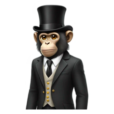 Monkey in a business suit with a top hat sticker