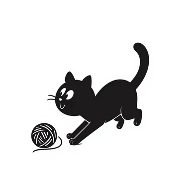 A cat chasing a ball that looks like the uploaded image sticker