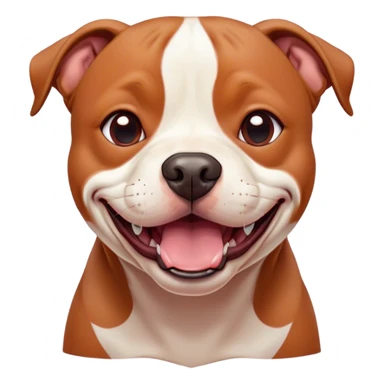 Cinematic Comical Red/Fawn Staffordshire Bull Terrier Portrait Emoji, Head tilted dramatically with an exaggeratedly amused expression, featuring a striking red/fawn Fur with bold white accents, wide, expressive dark eyes filled with playful disbelief, Simplified yet hilariously expressive features, highly detailed, glowing with a slightly sassy glow, high shine, dramatic yet playful, stylized with an air of cheeky mischief, bright and endearing, soft glowing outline, capturing the essence of a spirited and over-the-top guardian, so meme-worthy it feels like it could side-eye its way into internet fame instantly! sticker