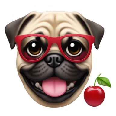 Smiling pug with cherry sunglasses sticker