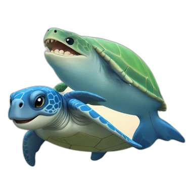 Tortue avec baleine sticker