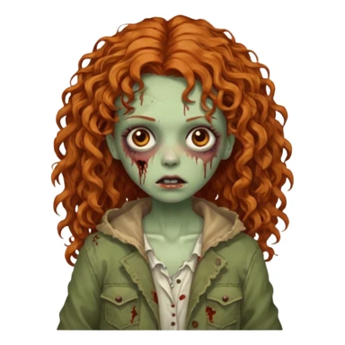 Ginger curly long hair zombie girl with Brown eyes  sticker