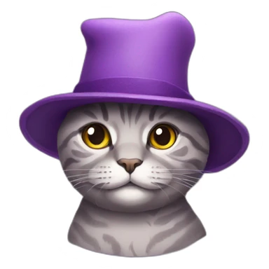 Purple cat wearing a hat sticker