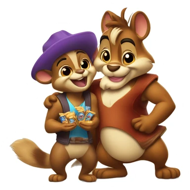 Chip y Dale con Aladino sticker